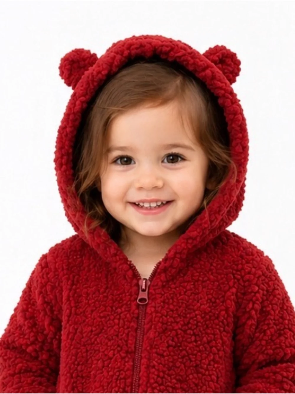 NWT 7 for All Madkind High Pile Fleece Pam in deep red, toddler size 24 months.